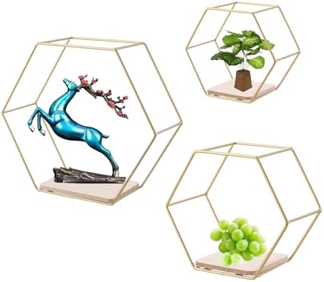 Wall Mounted Hexagon Floating Shelves Set of 3