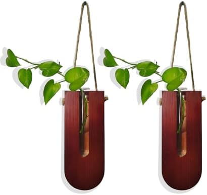 Jovetti Wood Wall Planter 2pcs Brown Boho Decor