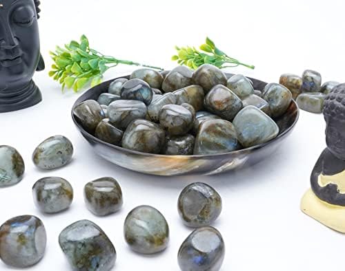 ZAICUS 1lb Rainbow Moonstone Sunstone Labradorite Black Tourmaline Tumbled Stones for Decor Jewelry Making