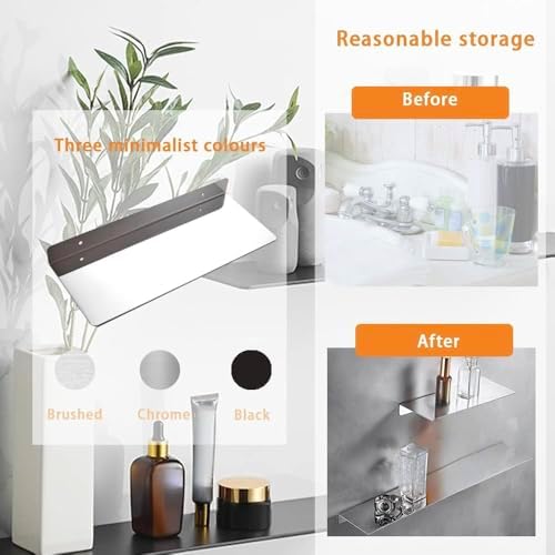 12 Inch Stainless Steel Wall Mounted Floating Shelf with 2 Levels