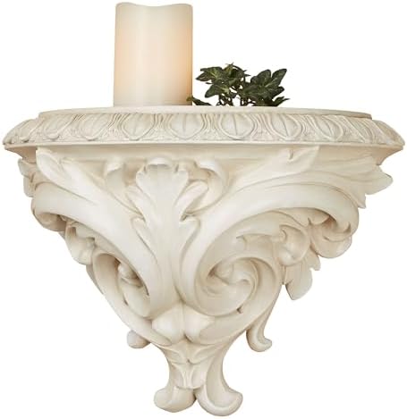 Touch of Class Clareville Antique White Acanthus Leaf Wall Shelf