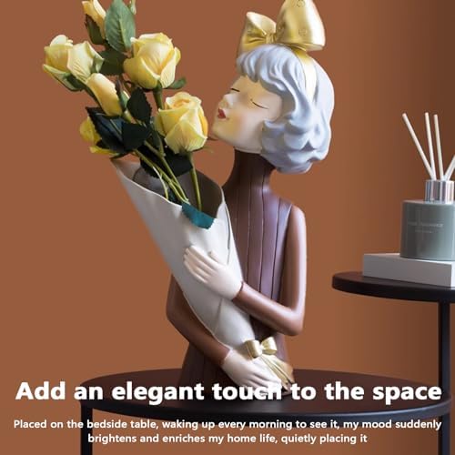 Decor Ornaments - Dry Flower Holder - Artistic Girl Statue Vase for Home Decor
