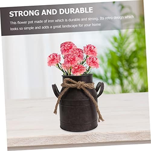 2pcs Vintage Iron Flower Bucket for Succulents Retro Decor with Small Handle for Home and Garden