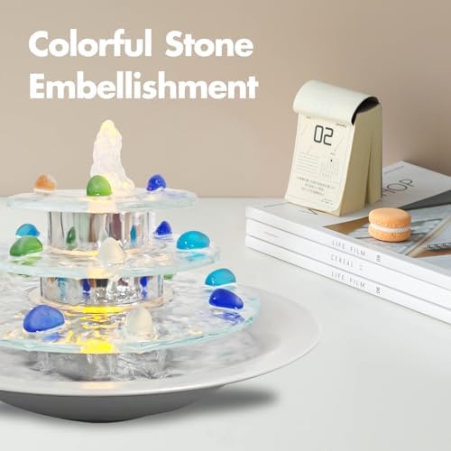 3-Tier Tabletop Waterfall Fountain with LED Light