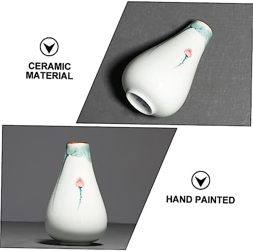 Hand Painted Lotus Ceramic Flower Vase for Desk Decor