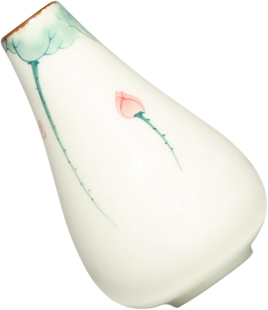 Hand Painted Lotus Ceramic Flower Vase for Desk Decor