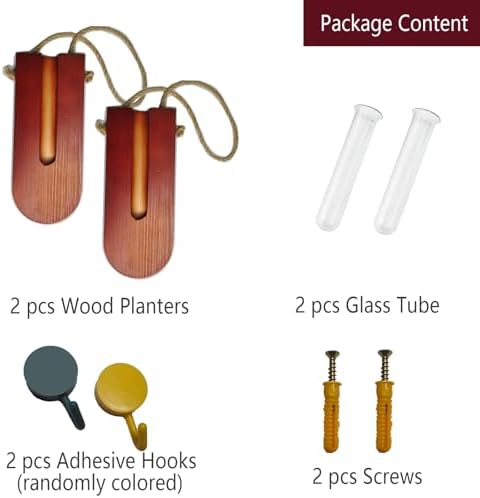 Jovetti Wood Wall Planter 2pcs Brown Boho Decor