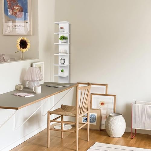 7 Tier Wall Shelf Unit - White Floating Storage