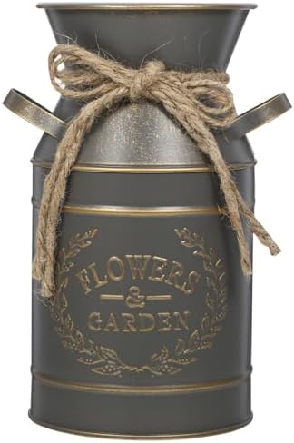 Balacoo Rustic Galvanized Flower Vase Double Handle