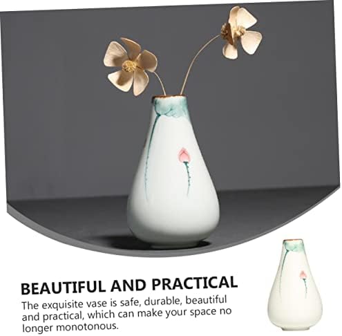 Hand Painted Lotus Ceramic Flower Vase for Desk Decor