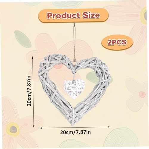 Rattan Heart Wreath Wall Decor 2Pcs