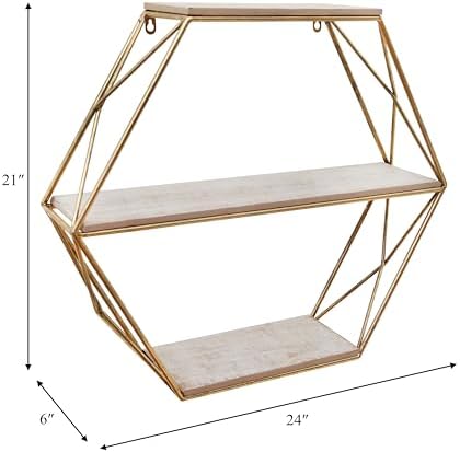 Sagebrook Home Geometric Wall Shelf - 24 Gold
