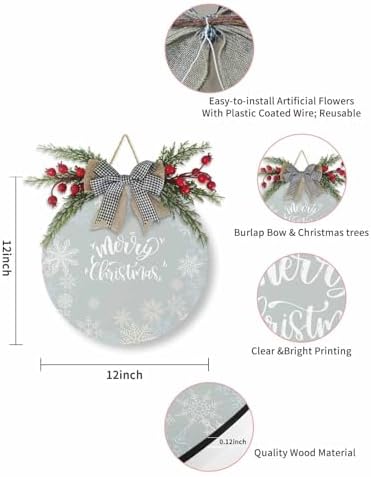 LooPoP Christmas Wreath Welcome Sign Wooden Decor