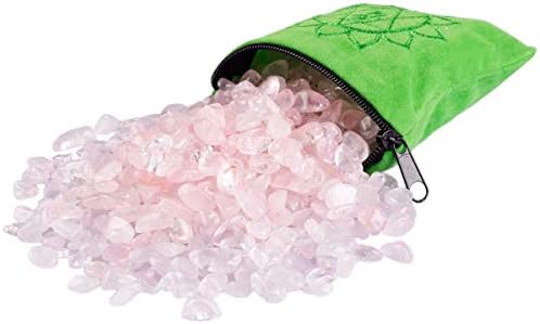 Mookaitedecor Bundle - 2 Items Rose Quartz Tumbled Stones with Chakra Bag Love Heart Crystal Tree