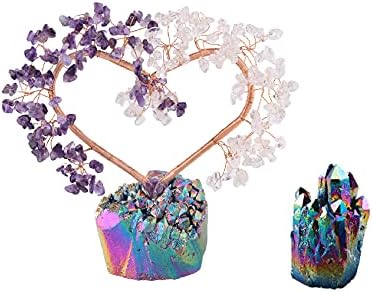 Rockcloud 2 Pcs Rainbow Titanium Coated Crystal Quartz Feng Shui Decoration