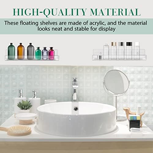 Blulu 16 Packs 14 Inch Acrylic Floating Shelf for Home Decor