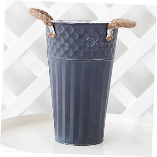 Happyyami Vintage Metal Flower Bucket Planter with Handles