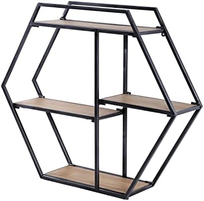 Industrial Style 3 Tier Hexagon Floating Shelf