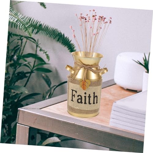 CIYODO Vintage Metal Flower Bucket Rustic Vase for Home Decor