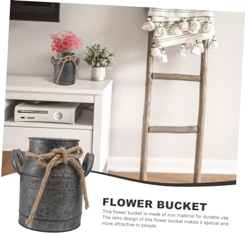 Retro Iron Flower Bucket Pot Vase for Home Decor