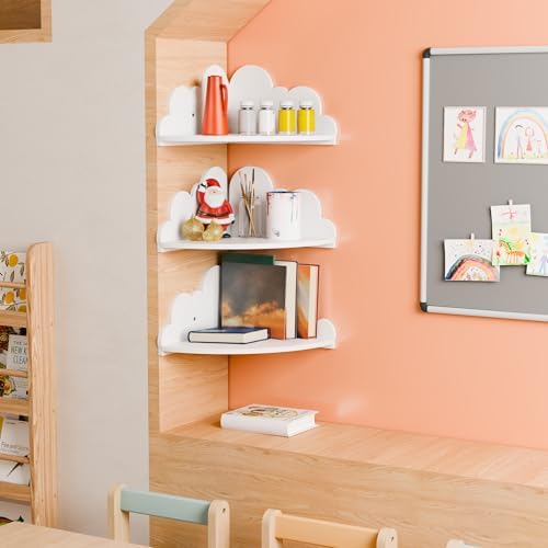 Cloud Floating Corner Shelves Set of 3 for Nursery