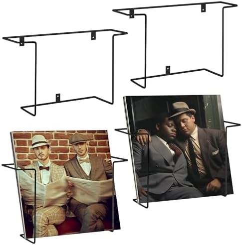 4 Pcs Vinyl Record Wall Shelf Mount Floating Metal Storage Racks for 12 Inch Records