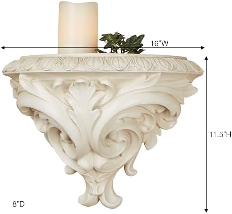 Touch of Class Clareville Antique White Acanthus Leaf Wall Shelf
