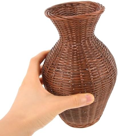PRETYZOOM Rattan Woven Flower Vase Rustic Farmhouse Decor