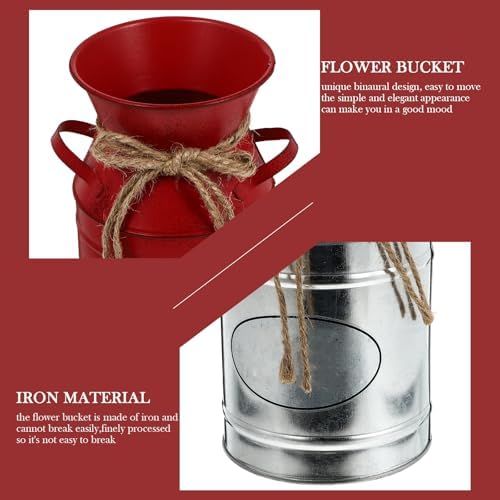 1pc European Style Iron Bucket Flower Vase for Home Decor