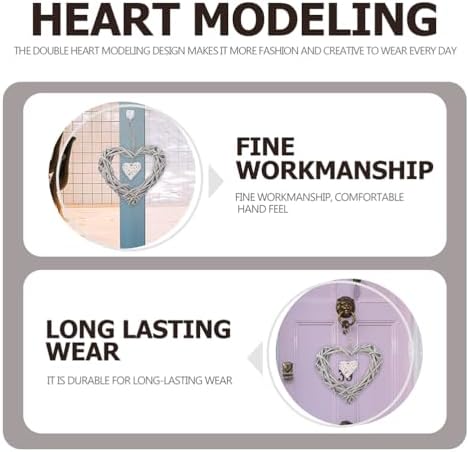 3Pcs Wicker Heart Wreath for Wall Hanging Rustic Decor