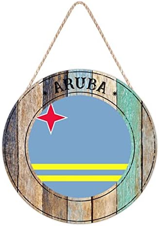 Farmhouse Door Hanger Aruba Wood Sign 12x12