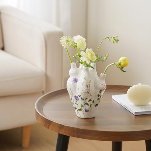 Irregular Heart Shape Ceramic Vase for Vintage Flora