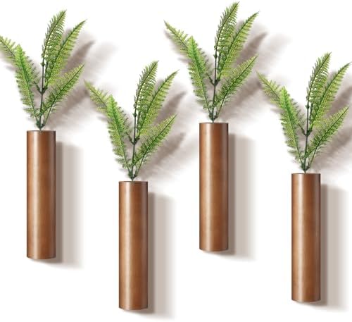 4 Pack Wood Wall Planters Modern Mounted Vases Home Decor for Dried Flowers and Greenery Plants
