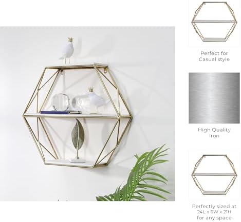 Sagebrook Home Geometric Wall Shelf - 24 Gold