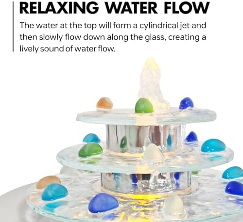 3-Tier Tabletop Waterfall Fountain with LED Light