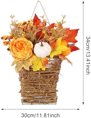 Fall Door Wreath with Peony and Pumpkin Decor