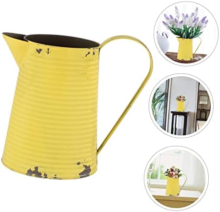 Vintage Iron Flower Pitcher Planter Rustic Metal Vase for Home and Garden Decor