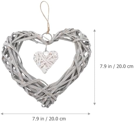 3Pcs Wicker Heart Wreath for Wall Hanging Rustic Decor