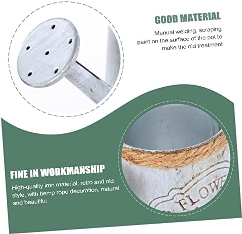 SUPVOX 2pcs Antique Iron Flowerpot Rope Dried Flower Decor Vintage Style Vase