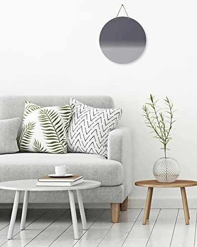 Welcome Sign for Front Door Ombre Grey Round Wooden Hanging Housewarming Decor