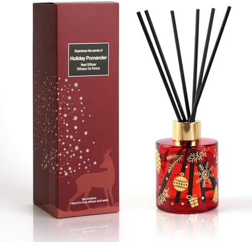 Brakula Holiday Reed Diffuser Set 8 Sticks with Christmas Jar Design