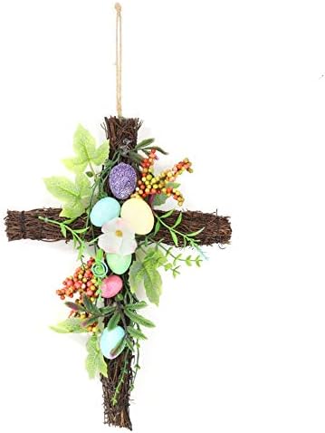 Forart 16 Inch Easter Wreath with Colorful Eggs