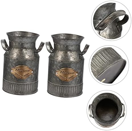 Milisten 2pcs Decorative Vintage Iron Flower Pots for Home and Office Use