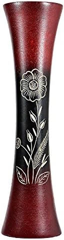 AeraVida Red Tall Slim Wooden Dry Vase