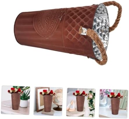 Vintage Style Flower Bucket Rustic Decorative Metal Vase