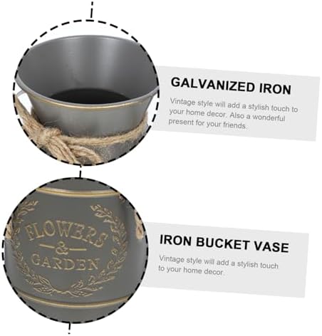 Farmhouse Decorative Metal Flower Bucket for Dried Flowers and Occasions
