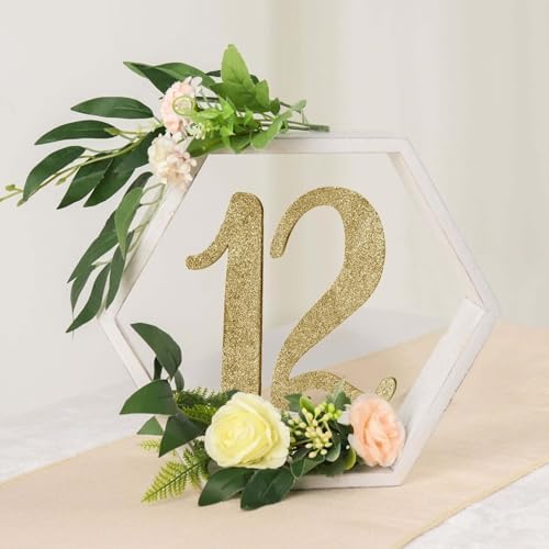 Efavormart 2 Pack 9 Inch Hexagon Whitewashed Wood Centerpiece