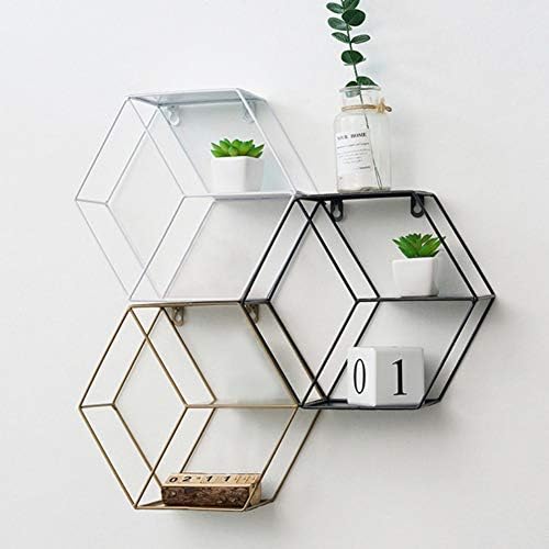 Ochine Rustic Hexagonal Floating Wall Shelf