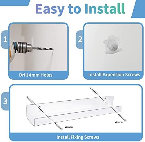 2 Pieces Acrylic Floating Shelves for Small Bathroom Display