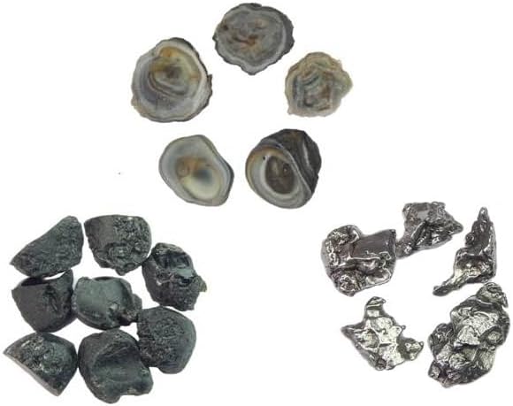 Pack of 3 Natural Rough Campo Del Cielo Stones Black Tektite Druzy for Healing and Jewelry